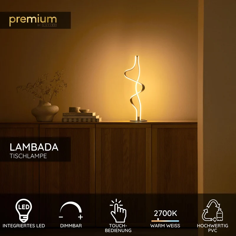 LED-Tischlampe Lambada dimmbar Champagner 60cm
