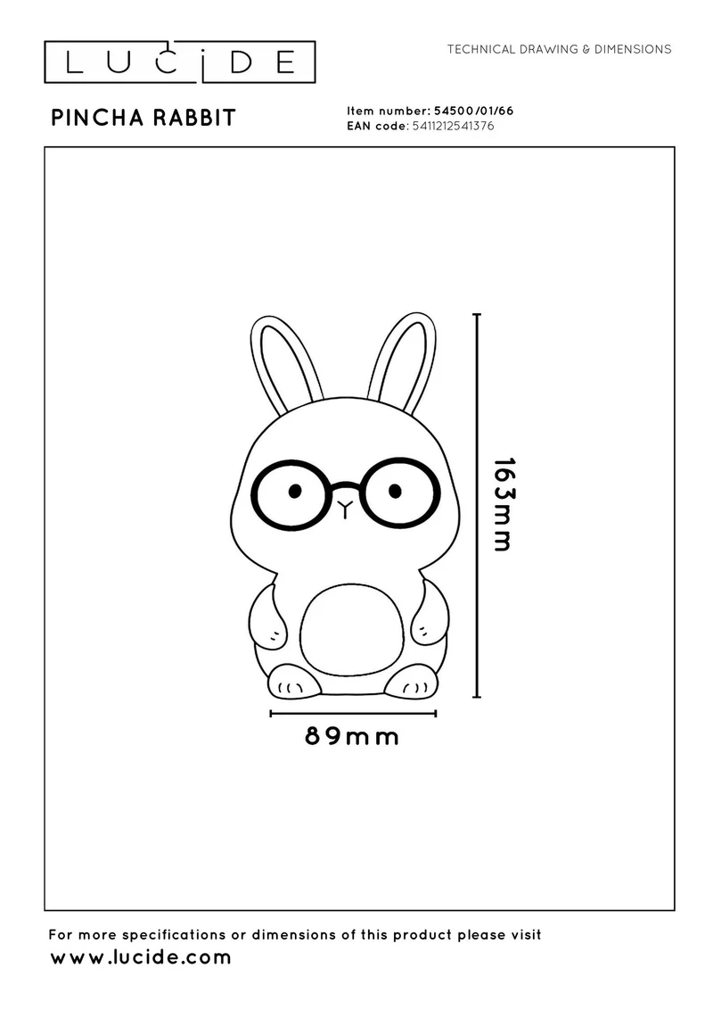 LED-Nachtlicht Pincha Rabbit mit Akku, RGB-Farbwechsel und Touchdimmer