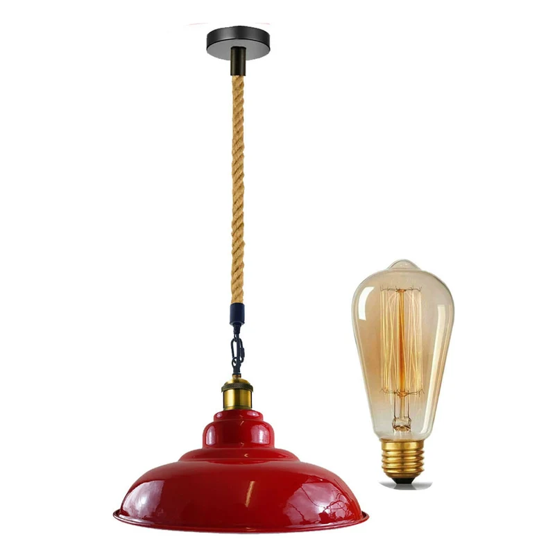 Retro Hängelampe Rot E27 Vintage Pendellampe Ø 32 cm ~3393