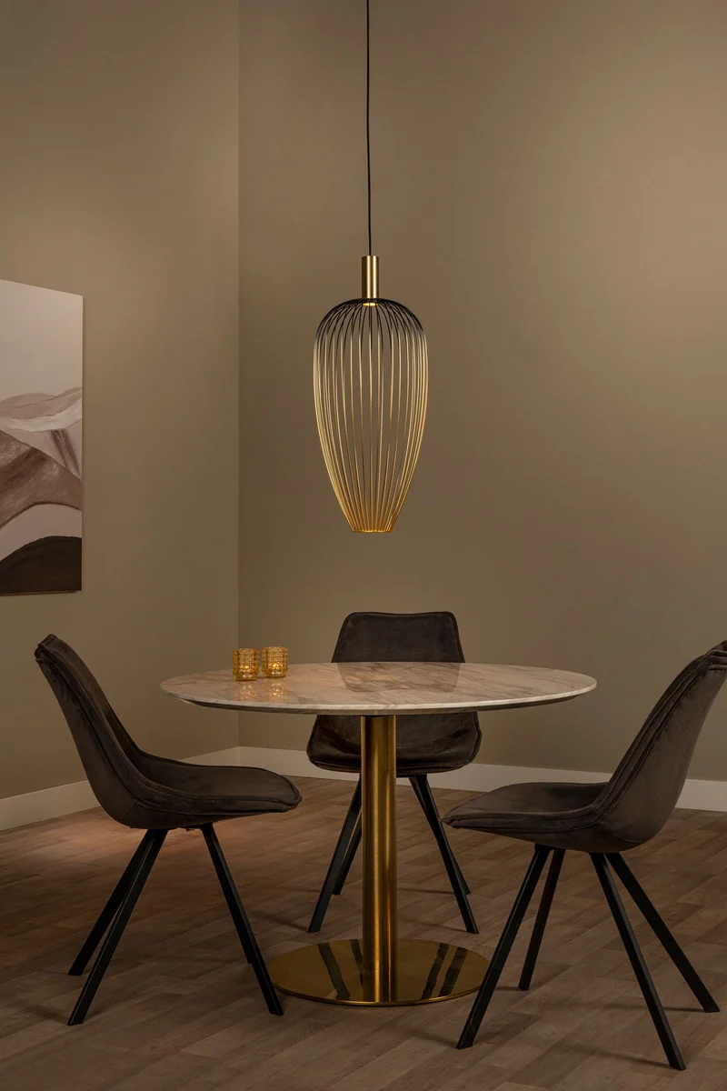 Pendelleuchte Aurelie mit Metallschirm Gold, Schwarz
