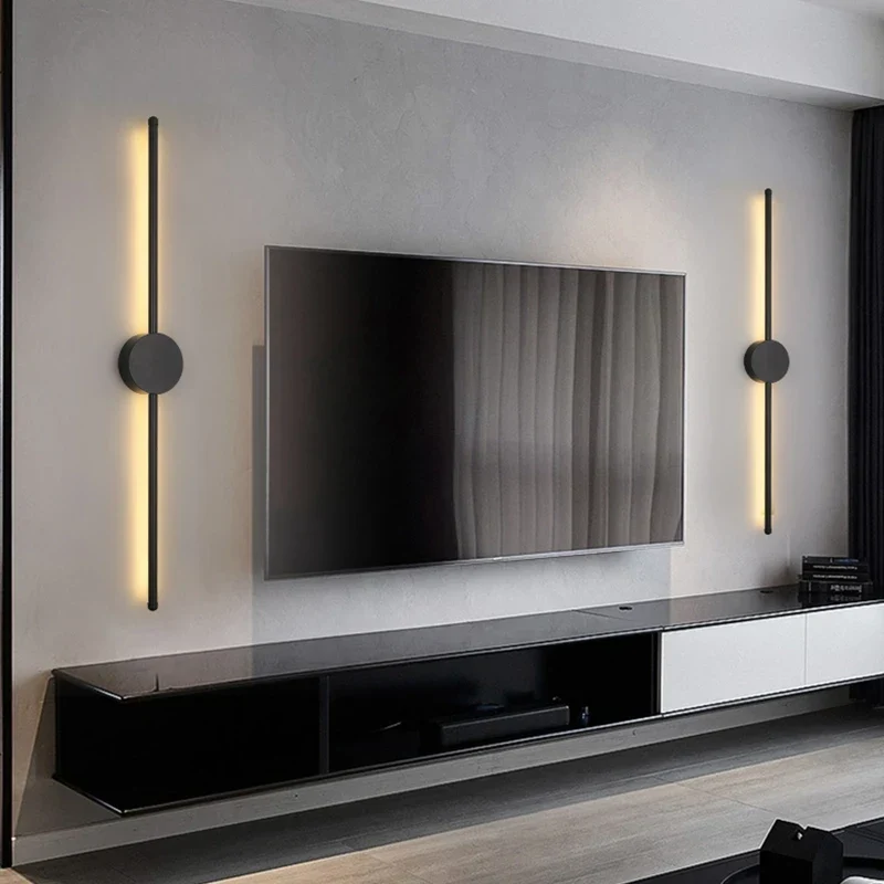 Smalle wandlamp LED aluminium zwart 60-100cm slaapkamer gang studeerkamer warmwit indirect sfeerlicht modern | Sansoti