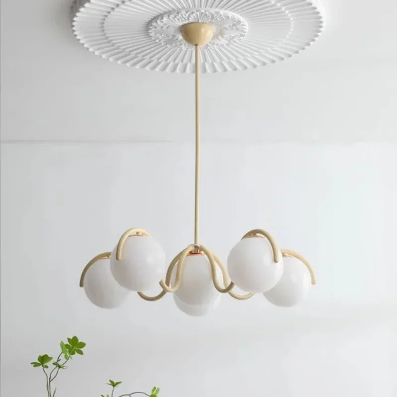 Ronde glazen kroonluchter 69 cm 6 lichtpunten glas metaal sfeervol woonkamer slaapkamer studeerkamer | Sansoti