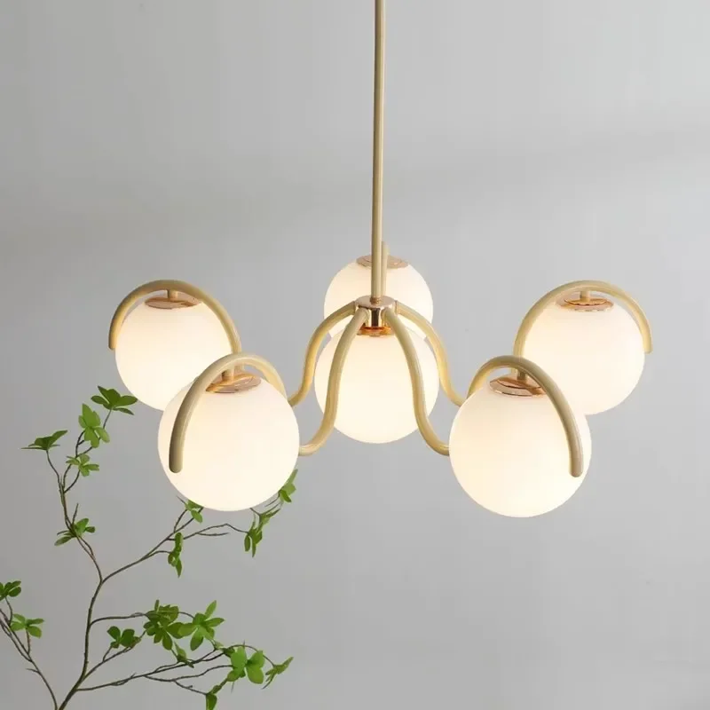 Ronde glazen kroonluchter 69 cm 6 lichtpunten glas metaal sfeervol woonkamer slaapkamer studeerkamer | Sansoti
