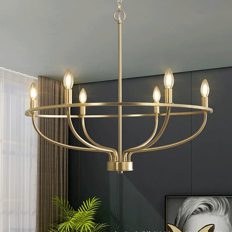 Ronde Kroonluchter Metaal LED Zwart Goud Kandelaar Stijl voor Eetkamer Woonkamer Hal Slaapkamer Sfeerverlichting | Sansoti