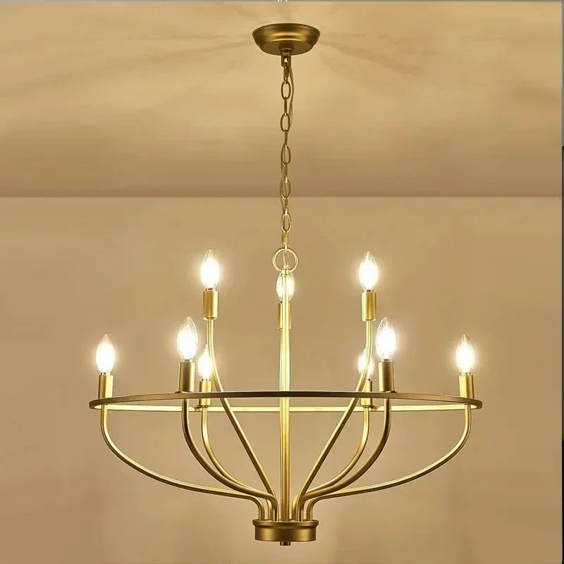 Ronde Kroonluchter Metaal LED Zwart Goud Kandelaar Stijl voor Eetkamer Woonkamer Hal Slaapkamer Sfeerverlichting | Sansoti