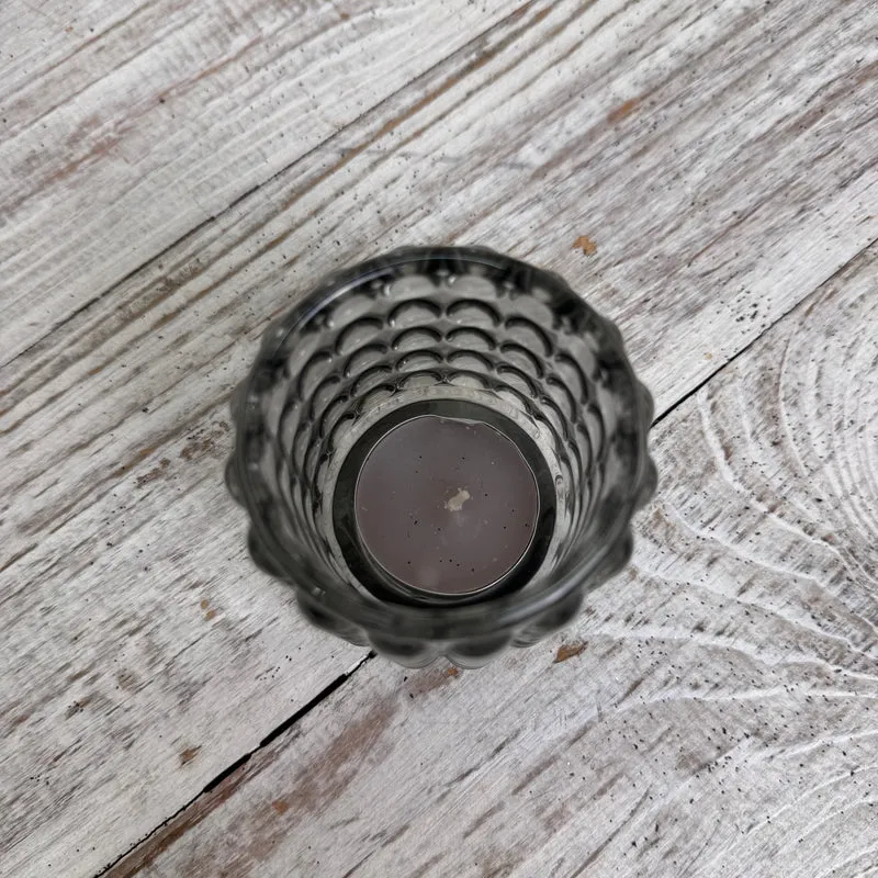 Housevitamin Teelichthalter Windlicht Glas Grau Noppen-Design Kerzenhalter Deko