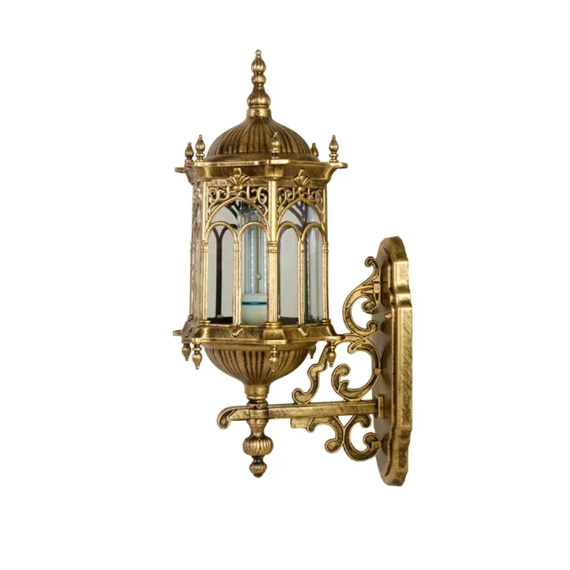Gotische Wandlantaarn Brons & Glas Buitenverlichting IP65 E27 Waterdicht Historisch Design Terras Tuin | Sansoti