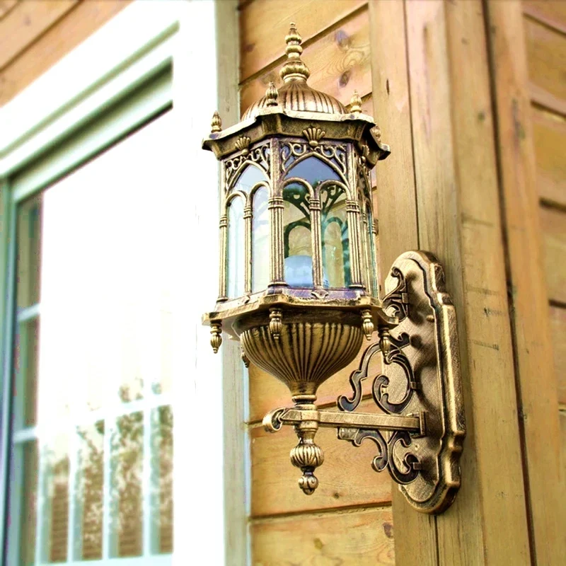 Gotische Wandlantaarn Brons & Glas Buitenverlichting IP65 E27 Waterdicht Historisch Design Terras Tuin | Sansoti