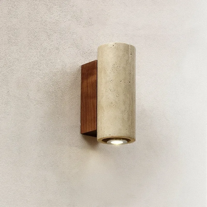 Wandlamp Travertin Steen Geel Rond Vierkant LED Warm Licht voor Slaapkamer Gang Hal Studeerkamer Woonkamer | Sansoti