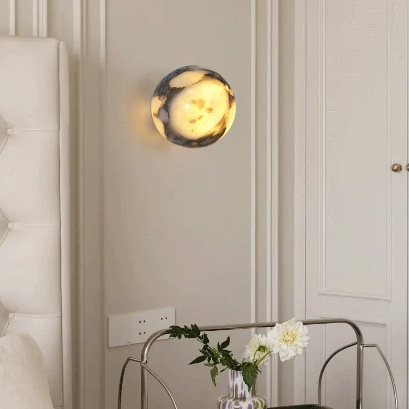 Wandlamp Bol Marmer Natuursteen E14 Warm Wit Licht Slaapkamer Eetkamer Hal Wandverlichting Interieur | Sansoti
