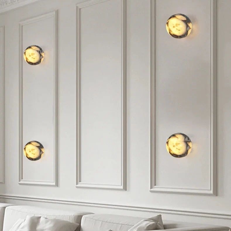 Wandlamp Bol Marmer Natuursteen E14 Warm Wit Licht Slaapkamer Eetkamer Hal Wandverlichting Interieur | Sansoti