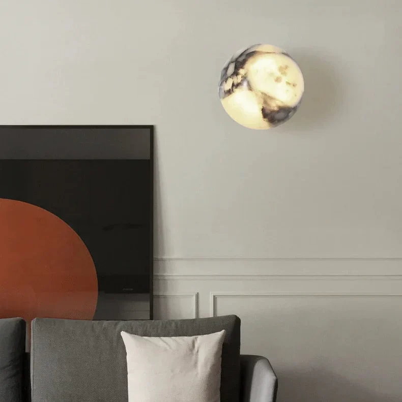 Wandlamp Bol Marmer Natuursteen E14 Warm Wit Licht Slaapkamer Eetkamer Hal Wandverlichting Interieur | Sansoti