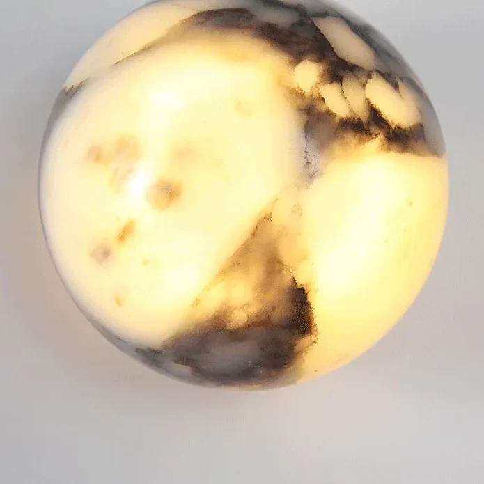 Wandlamp Bol Marmer Natuursteen E14 Warm Wit Licht Slaapkamer Eetkamer Hal Wandverlichting Interieur | Sansoti