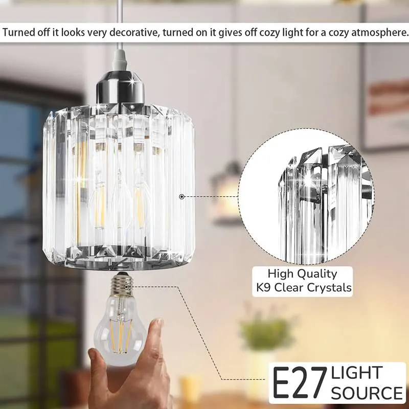All Seasons Life Moderne Kristall-Pendelleuchte E27 | K9 Glas ~3217