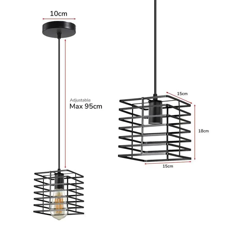 Moderne Pendelleuchten Quadrat Drahtkäfig~3216