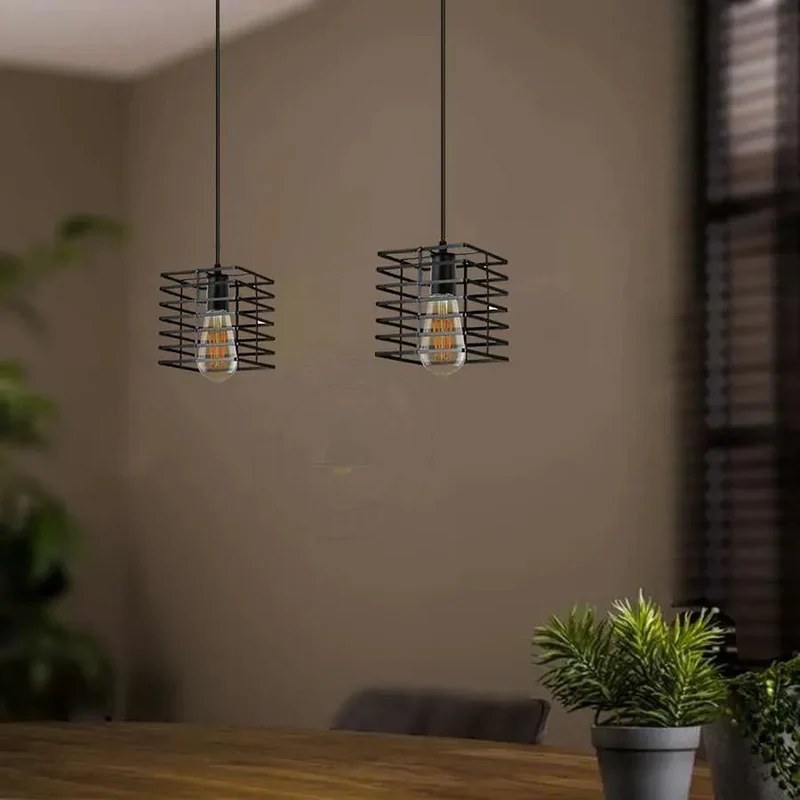 Moderne Pendelleuchten Quadrat Drahtkäfig~3216