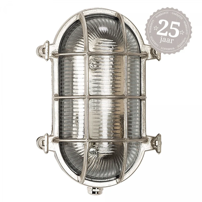Casa Padrino Jugendstil Schiffslampe 17 x 12 x H. 25 cm - Nickel - Nostalgische Wetterfeste Außenleuchte