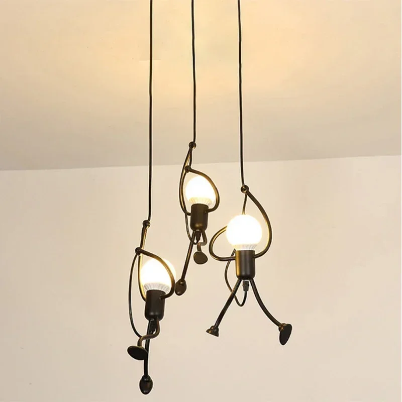 Menselijke Figuur Hanglamp Metaal Sculptuur Verlichting Moderne Design Kinderkamer Eetkamer Woonkamer | Sansoti