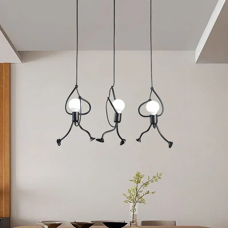 Menselijke Figuur Hanglamp Metaal Sculptuur Verlichting Moderne Design Kinderkamer Eetkamer Woonkamer | Sansoti