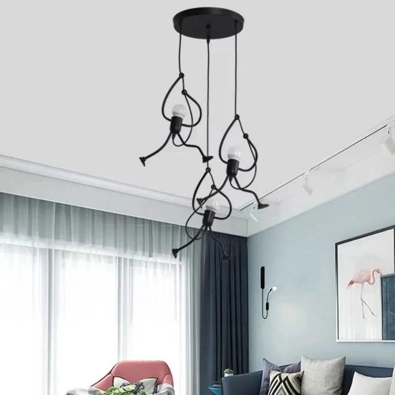 Menselijke Figuur Hanglamp Metaal Sculptuur Verlichting Moderne Design Kinderkamer Eetkamer Woonkamer | Sansoti
