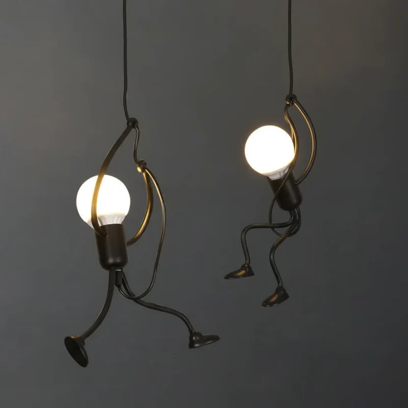 Menselijke Figuur Hanglamp Metaal Sculptuur Verlichting Moderne Design Kinderkamer Eetkamer Woonkamer | Sansoti