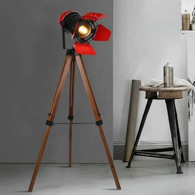 Statief Vloerlamp Vintage Metaal Hout Verstelbaar Industrieel Design voor Woonkamer Slaapkamer Leeshoek | Sansoti
