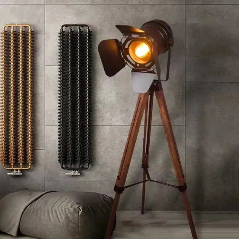 Statief Vloerlamp Vintage Metaal Hout Verstelbaar Industrieel Design voor Woonkamer Slaapkamer Leeshoek | Sansoti