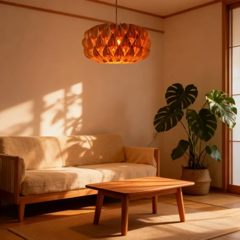 Houten Hanglamp Cilinder Essenhout Veneer Plafondverlichting Eetkamer Slaapkamer Scandinavisch Design | Sansoti