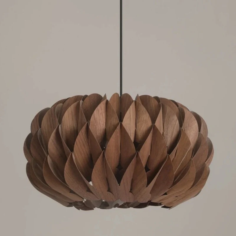 Houten Hanglamp Cilinder Essenhout Veneer Plafondverlichting Eetkamer Slaapkamer Scandinavisch Design | Sansoti