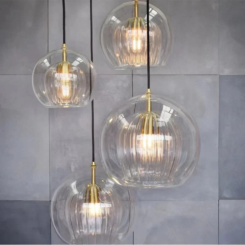 Glazen Hanglamp Bol met Metalen Frame – Modern Design Verlichting voor Eetkamer Slaapkamer en Woonkamer | Sansoti