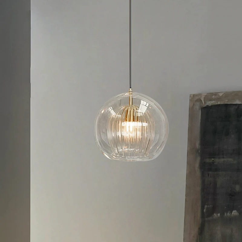 Glazen Hanglamp Bol met Metalen Frame – Modern Design Verlichting voor Eetkamer Slaapkamer en Woonkamer | Sansoti
