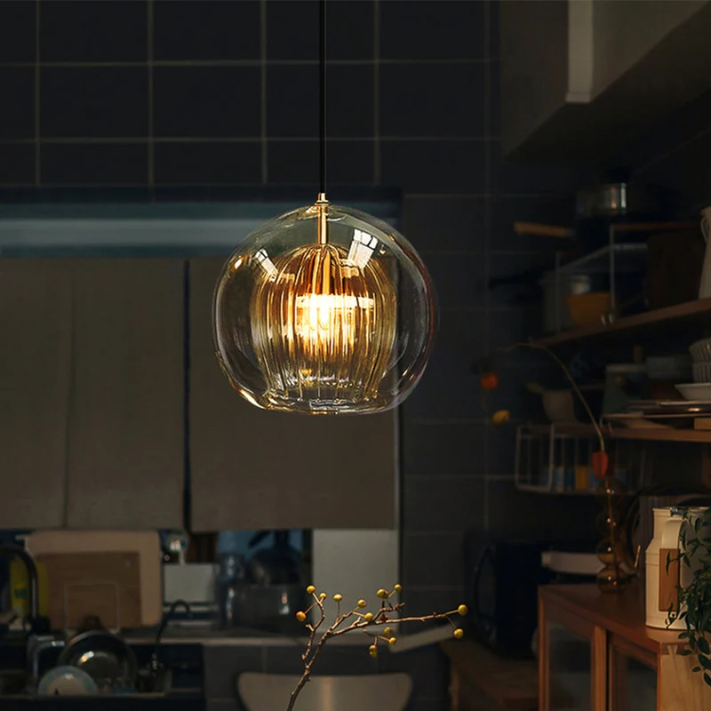 Glazen Hanglamp Bol met Metalen Frame – Modern Design Verlichting voor Eetkamer Slaapkamer en Woonkamer | Sansoti