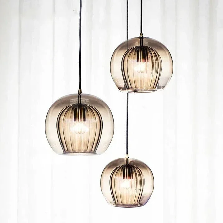 Glazen Hanglamp Bol met Metalen Frame – Modern Design Verlichting voor Eetkamer Slaapkamer en Woonkamer | Sansoti