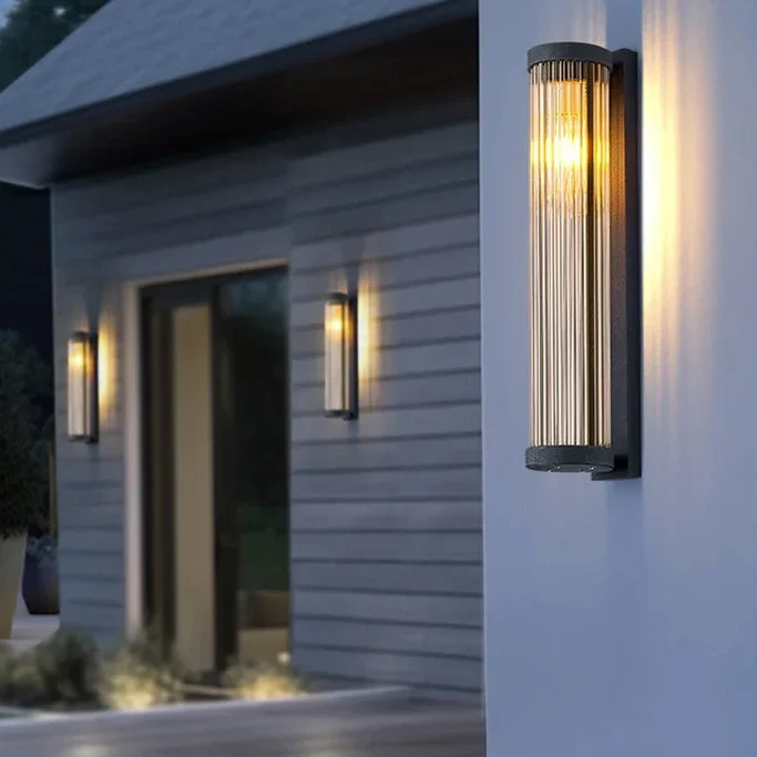 Zonnegedreven Wandlamp Geribbeld Glas Buitenverlichting IP65 Waterdicht Tuin Entree Terras 3W LED Sfeerlicht | Sansoti