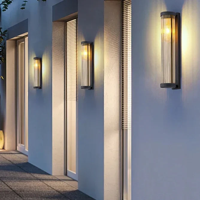 Zonnegedreven Wandlamp Geribbeld Glas Buitenverlichting IP65 Waterdicht Tuin Entree Terras 3W LED Sfeerlicht | Sansoti