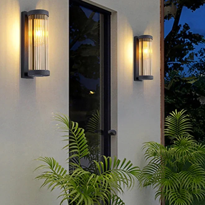 Zonnegedreven Wandlamp Geribbeld Glas Buitenverlichting IP65 Waterdicht Tuin Entree Terras 3W LED Sfeerlicht | Sansoti