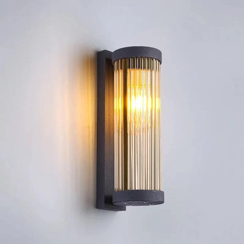 Zonnegedreven Wandlamp Geribbeld Glas Buitenverlichting IP65 Waterdicht Tuin Entree Terras 3W LED Sfeerlicht | Sansoti
