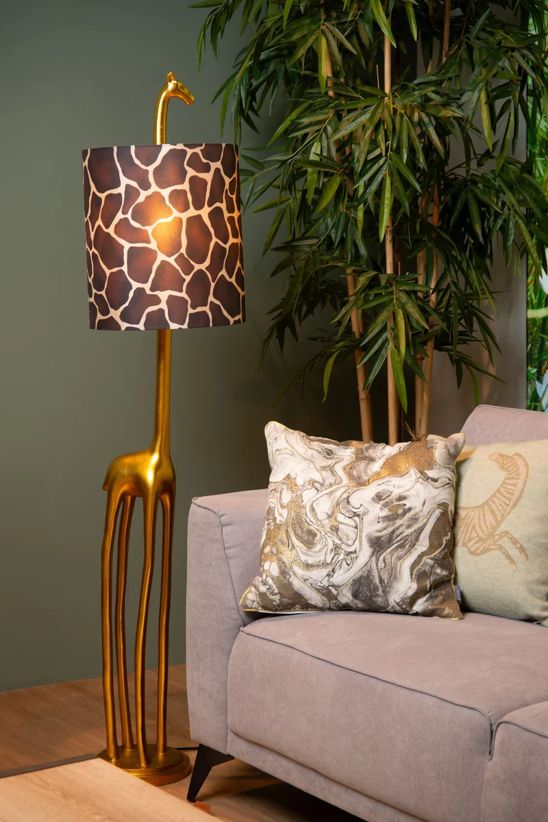 Stehleuchte Extravaganza Miss Tall Giraffe mit Stoffschirm Messing 160cm