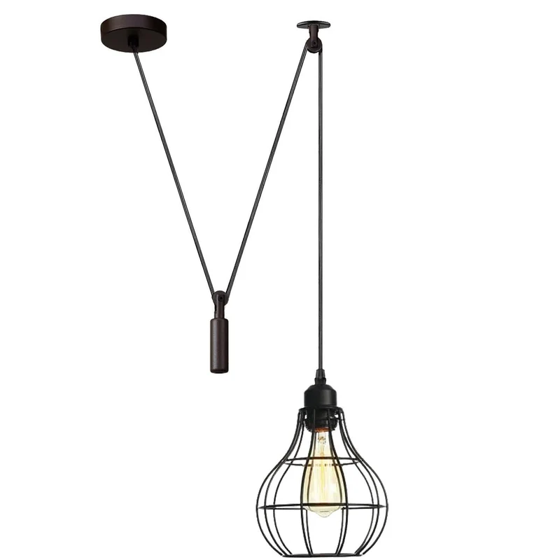 Riemenscheibe Pendelleuchte Schwarz 2m Verstellbares Kabel~3335
