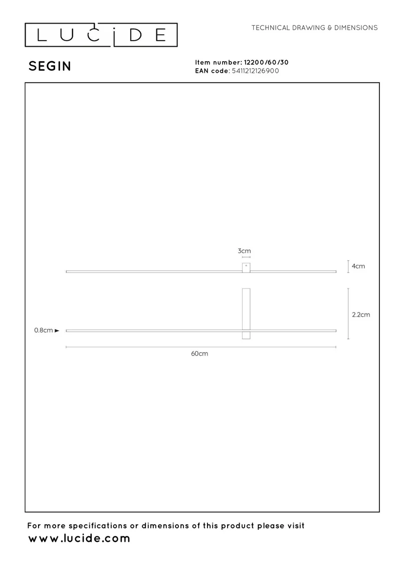 LED-Wandleuchte Segin Länge 60cm mit indirektem Licht