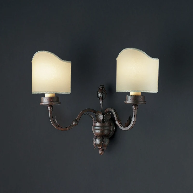 Casa Padrino Luxus Wandleuchte Rostbraun B. 44 x H. 38 cm - Handgefertigte Wandleuchte aus Schmiedeeisen mit Blattwerk - Luxus Kollektion - Edel & Prunkvoll