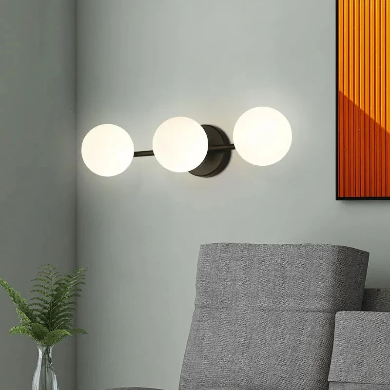 Glazen Bol Wandlamp Metaal Goud Zwart Warm Licht Slaapkamer Gang Woonkamer Scandinavisch Design Sfeerverlichting | Sansoti