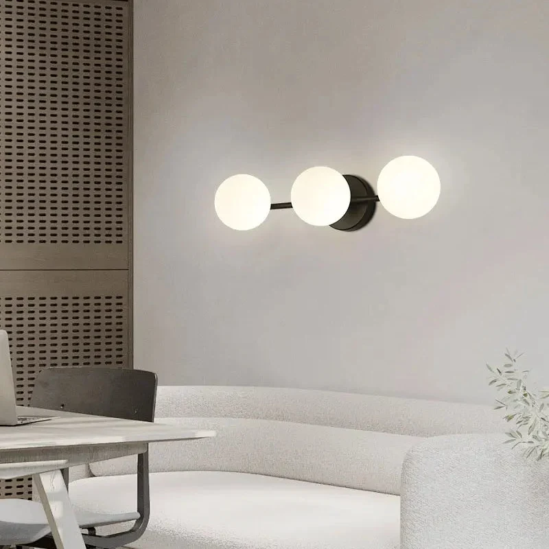 Glazen Bol Wandlamp Metaal Goud Zwart Warm Licht Slaapkamer Gang Woonkamer Scandinavisch Design Sfeerverlichting | Sansoti
