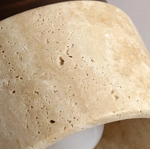 Plafondlamp Travertijn & Hout Naturel Scandinavisch Design Hal Gang Balkon Woonkamer Opbouw LED Verlichting | Sansoti