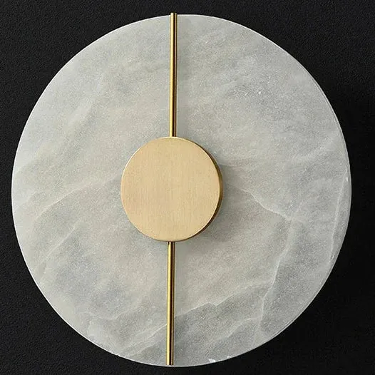Ronde Wandlamp Natuursteen LED Warm Diffuus Licht Hal Slaapkamer Woonkamer Modern Design Koper Sfeervol | Sansoti