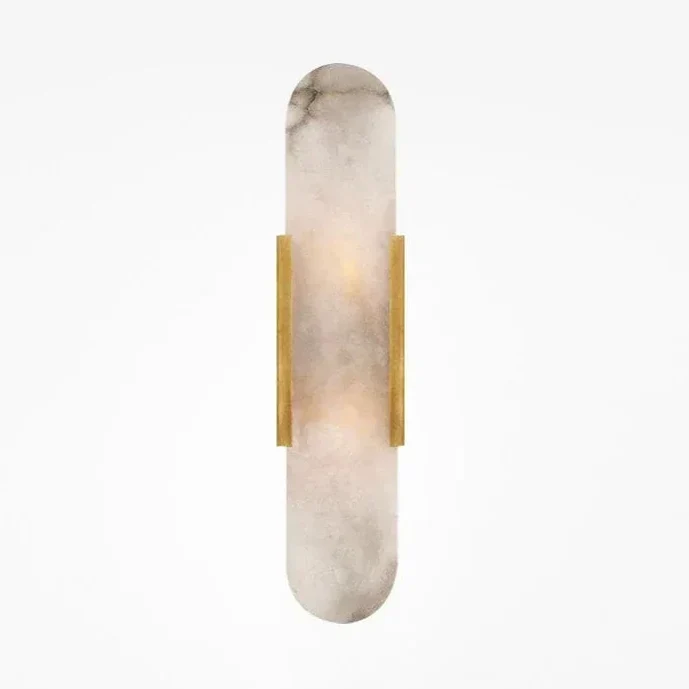 Wandlamp met Natuursteen en Metalen Kap Zwart Goud 35cm 50cm LED Verlichting voor Slaapkamer Woonkamer Interieur | Sansoti