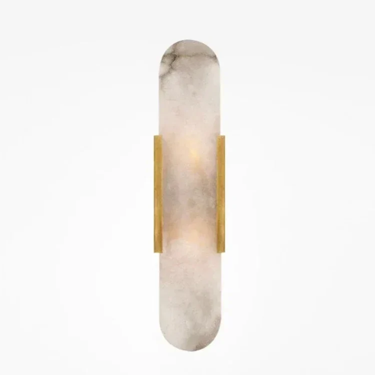 Wandlamp met Natuursteen en Metalen Kap Zwart Goud 35cm 50cm LED Verlichting voor Slaapkamer Woonkamer Interieur | Sansoti