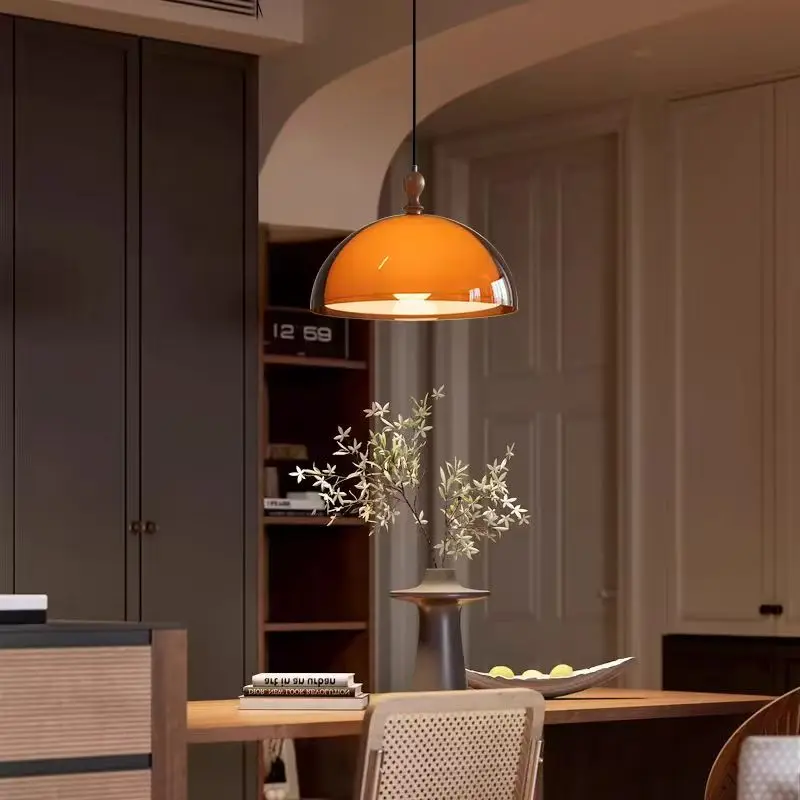 Draaibare Hanglamp met Koepelkap Acryl Hout 350° Zwenkarm 35cm Diameter Verstelbaar Snoer Plafondlamp | Sansoti