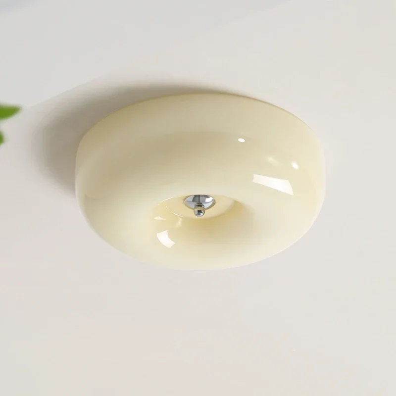 Glazen Plafondlamp Bauhaus Stijl Ivoorwit Minimalistisch Design Slaapkamer Keuken Plafondverlichting | Sansoti