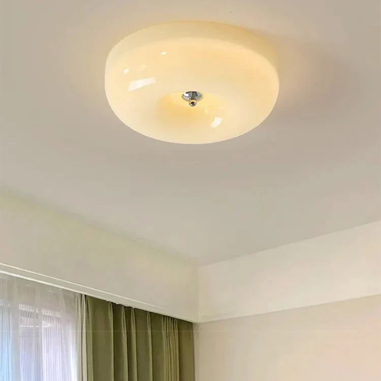 Glazen Plafondlamp Bauhaus Stijl Ivoorwit Minimalistisch Design Slaapkamer Keuken Plafondverlichting | Sansoti